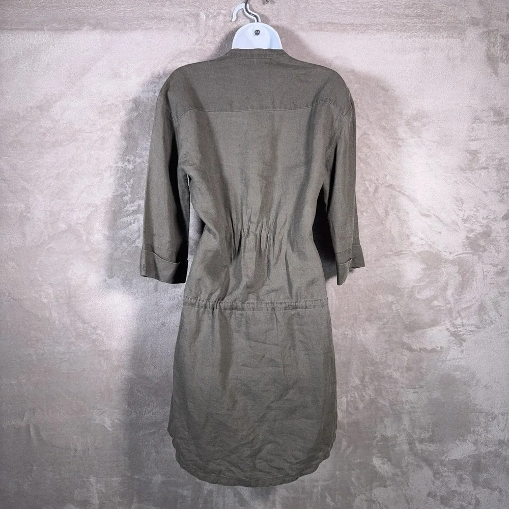 JAMES PERSE Shirt Dress Womens Size‎ 2 Brown Linen Button Front Tie Waist